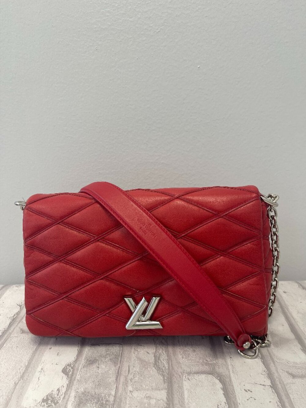 Louis Vuitton Red Malletage Twist GO-14 MM Bag in Rouge - Preowned